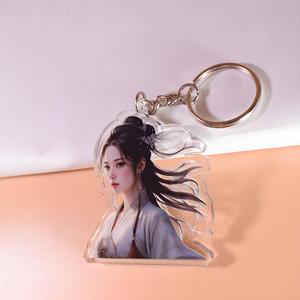 Toptan akrilik Charm kamera anahtarlık karikatür Anime figürü özel herhangi bir Logo akrilik Charm anahtarlıklar