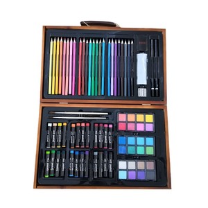 Set de arte de madera con lápices de colores, marcadores, pinturas y pinceles para niños, suministros de dibujo, 30 piezas, caja de regalo - Product Image 4