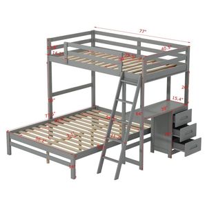 Двухъярусные кровати дети Loft кровать дети Twin над полной двухъярусная кровать с ящиками - Product Image 6