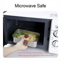 Boîte Bento Japonaise Durable Contenant Anti-Odeur et Anti-Taches avec Séparateur Amovible en Acier Inoxydable Boîte à Lunch Double Couche Compatible Micro-Ondes