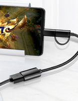 Interface USB 3.0 2 en 1 USB C vers Micro USB Nylon Convertisseur de connecteur de transfert rapide pour ligne de charge de téléphone portable