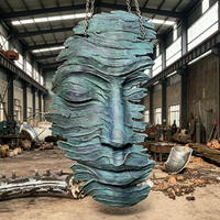 Sculpture de masque facial en bronze coulé, grande œuvre d'art murale abstraite personnalisée, masque en bronze coulé à la main pour hôtel, galerie, musée