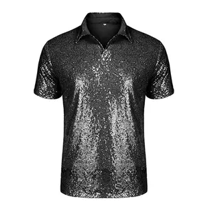 Summer hot sale sequin polo shirts high quality men polo shirts 2023 party shirt top for men polo