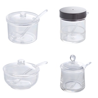 Stok tersedia PMMA Pot gula bahan botol bumbu kopi teh gula akrilik dengan tutup