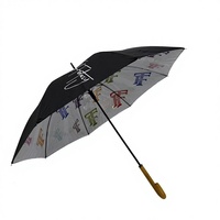 Parapluie de luxe personnalisé à double couche coupe-vent, grand parapluie imperméable à double couche, avec poignée en bois courbée, parapluie droit