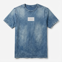 T-shirt oversize délavé à l'acide pour homme, T-shirt décontracté en denim bleu délavé, T-shirt à manches courtes délavé, T-shirt vintage délavé à l'acide
