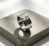 Unisex Vergoldeter Zirkon Edelstahl Tai Chi Yin-Yang Gravierter Breiter Ring Spirituelles Symbol Hochzeits- & Partygeschenk