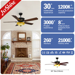 พัดลมเพดาน Stshine แบบดั้งเดิม,ไฟพัดลมเพดานรีโมตดีไซน์โบราณใบมีด MDF 5ใบ - Product Image 3