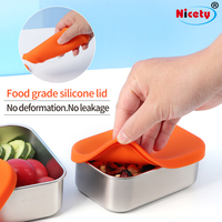 Boîte à lunch en acier inoxydable 304 Contenant de stockage alimentaire portable avec couvercle en silicone anti-fuite