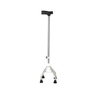Canne de marche pliable à quatre pieds, antidérapante, en acier inoxydable, ergonomique, avec poignée en T, légère, capacité de charge de 250 lb, hauteur réglable
