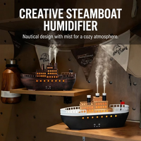 Humidificateur d'aromathérapie pour bateau, modèle OEM, nouveauté 2026, 250 ml, 7 couleurs, veilleuse, télécommande, diffuseur d'arômes en forme de bateau avec certifications CE et RoHS