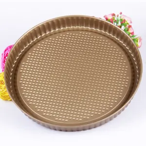 10.5 inch large kitchen household oven PISSA tray non-stick golden striped pizza tray Pizza Baking Pan for baking