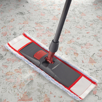 Ensemble de vadrouille plate en microfibre avec poteau en acier rétractable Nettoyage intérieur Poignée torsadée Tampons de recharge pour le nettoyage des sols