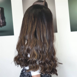 Vendita Calda in Israele Parrucche con Frontale in Pizzo <span class=keywords><strong>e</strong></span> Top in Seta 100% Capelli Umani Vergini Marroni con Riflessi Naturali Ondulati - Product Image 5