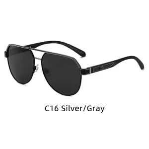 Custom Logo Oversize High End Double Bridge TR90 With Metal Sunglasses UV400 TAC Lens Polarized Sunglasses For Men