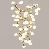 Lustre Créatif en Forme de Fleur pour Hôtel, Villa, Duplex, Salon, Loft, Plafond Haut, Escalier, Lampe Suspendue pour Hall d'Hôtel