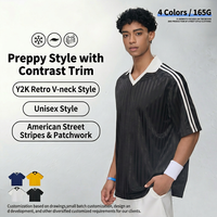Maillot de football rayé vintage personnalisé avec logo pour homme – T-shirt de football léger et respirant style rétro – Vêtements de sport de marque directement de l'usine