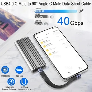 Câble de données court audio vidéo 8K 40Gbps USB4 Type-C vers Type-C PD 240W Charge rapide <span class=keywords><strong>USB</strong></span> 4 Type C <span class=keywords><strong>Thunderbolt</strong></span> <span class=keywords><strong>3</strong></span> 4 FPC Câble plat - Product Image 5