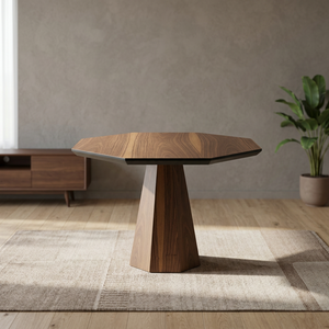 Modern Octagonal Conference <b>Table</b> Walnut Veneered MDF Pedestal Dining <b>Table</b> for <b>Office</b> Boardroom 4-Seater - Product Image 2