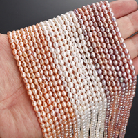 AsVrai U 5A 3.8mm perles d'eau douce naturelles perles de riz en forme de perles en vrac pour la fabrication de bijoux collier bracelet accessoires
