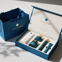 Boîte magnétique personnalisée et boîte cadeau bleue pour ensemble de soins de la peau et emballage de luxe, boîte anti-poussière en papier