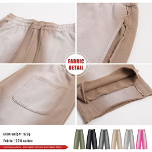 Pantalones de algodón vintage para hombre con efecto desgastado, dobladillo sin rematar, estilo deportivo casual para danza jazz - Product Image 6