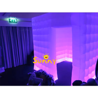 Tente de fête portable à éclairage LED, couleur personnalisée, en tissu Oxford, cabine photo gonflable en forme de cube 360, avec pompe à air électrique, pour discothèque