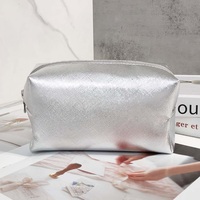 Nouveau étanche dames vanité pochette personnalisé brillant maquillage brosse pochette blanc en cuir Pu paillettes argent beauté sac cosmétique