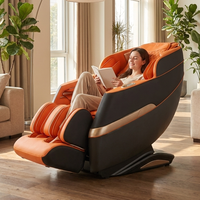 Fauteuil de massage Shiatsu OYEAL de luxe moderne pour les pieds et le corps entier avec modes zéro gravité, enveloppement par airbag, en PU haut de gamme, orange, à brancher
