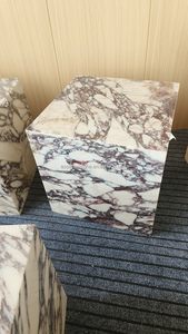 Italia lujo personalizado diseño moderno rectángulo <span class=keywords><strong>Kaia</strong></span> Calacatta viola mármol zócalo bajo café cubo mesas auxiliares pulido gran losa - Product Image 5