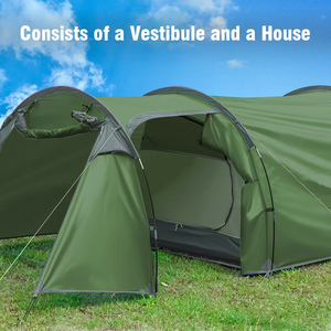 Tente tunnel de camping 4 personnes, ultralégère, imperméable, à double paroi, pour toutes les saisons, avec sac de transport - Product Image 5