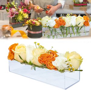 Hot Sale Clear Acrylic Rectangular <strong>Flower</strong> <strong>Vase</strong> <strong>Flower</strong> Container Planter Pot Long <strong>Flower</strong> Pot Decorative <strong>Vase</strong> Floral Centerpiece - Product Image 3
