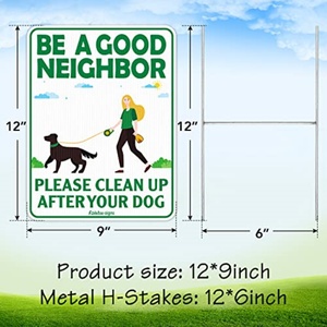 SmartSign Paquete de 4 letreros para recoger excrementos de perro (9 x 12 pulgadas) 'Por favor, sé un buen vecino y limpia después de que tu perro haga su necesidad' Material PP con estaca - Product Image 6