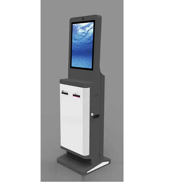 free standing self service touch screen hotel check in check out cash payment kiosk