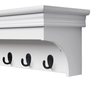 Estante de Pared de Madera, Estante Flotante de Esquina con Ganchos, con Certificado - Product Image 5