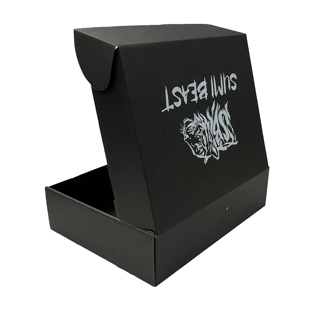 Toptan özel baskılı LOGO Mailers katlanır hediye karton kutu karton siyah kargo oluklu ambalaj mailler kutuları özel