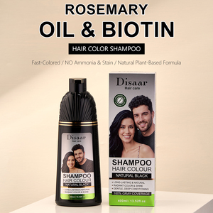 <span class=keywords><strong>Shampoo</strong></span> colorant capillaire noir naturel <span class=keywords><strong>Disaar</strong></span> à l'huile de romarin et à l'extrait de biotine, couvre les cheveux gris, shampooing colorant capillaire bio conditionnant - Product Image 2