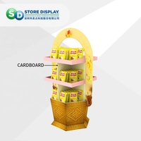 Nouveau design facile à assembler Noix ondulées Bonbons Aliments Chips de pomme de terre Collations Carton Étage Présentoir pour supermarché