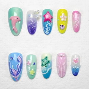 Uñas Postizas de Estilo Francés Largo en Color Amarillo de Moda, Uñas Postizas de Alta Calidad de Larga Duración - Product Image 6