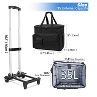 Sac de transport d'outils détachable à roulettes, 4 roues, léger, durable, écologique, base de chariot séparable, tissu Cordura, grande capacité