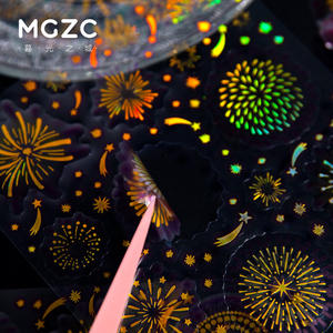 2 hojas por paquete <span class=keywords><strong>de</strong></span> pegatinas planas Serie <span class=keywords><strong>de</strong></span> fuegos artificiales brillantes Material <span class=keywords><strong>de</strong></span> Cuaderno escrito a mano Base Collage Decoración - Product Image 4