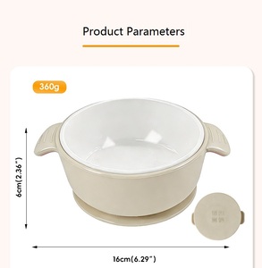 Bols en porcelaine avec manchon en silicone pour l'alimentation des bébés et des tout-petits, antidérapants, pour céréales, soupe, collations, vaisselle - Product Image 5