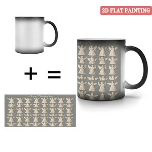 Custom Wedding Pattern Magic Mug Frosted Black 11oz <b>Ceramic</b> Heat Sensitive <b>Cup</b> - Product Image 4
