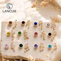 Boucles d'oreilles clous délicates motif traîne d'étoile en cuivre et zircon, ensemble de 12 couleurs signes du zodiaque, bijoux zodiacaux pour adolescentes, boucles d'oreilles pierres de naissance