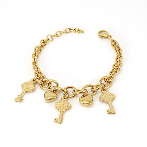 ZOGXIN Charm Bracelet Gold Chain Heart Key Pendant Women Fashion Jewelry Gift - Product Image 5