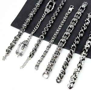 Herren Edelstahl Cuban Link Armband Robustes Schwarz Oxidiertes Retro Gothic Punk Biker Stil Schmuck Verstellbar für Männer - Product Image 1