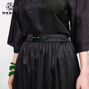 กระโปรงผ้าไหมทรงเอไลน์ยาวถึงพื้นเอววินเทจสำหรับผู้หญิงแฟชั่นฤดูร้อนลำลองป้องกันแบคทีเรีย & เป็นมิตรกับสิ่งแวดล้อม - Product Image 3