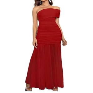 25 unidades en stock para sitios independientes, novedad de verano de gran venta transfronteriza, top dulce de color liso con empalmes, hombros descubiertos, corte ajustado y abertura - Product Image 6
