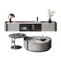 Ensemble de tables basses rondes en bois de luxe italien moderne pour salon - Design décoratif multifonctionnel facile à nettoyer