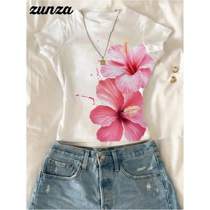 FOXA Camiseta corta floral para niña, manga corta, cuello redondo, corte ajustado, camiseta de verano transpirable 100% poliéster - Product Image 4